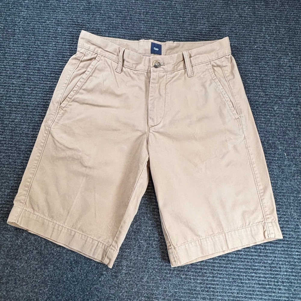 Gap Mens Khaki‎ Chino Shorts Tan 100% Cotton Size 29 Flat Front Casual Summer